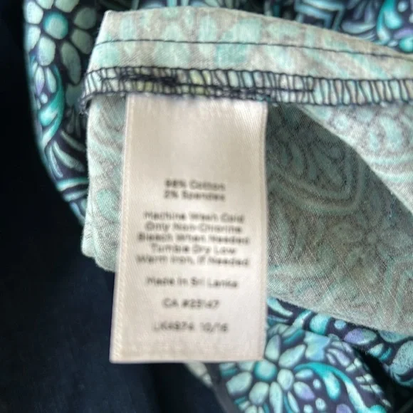 Talbots blues patterned stretch pencil skirt back slit size 10 petite - Picture 6 of 6